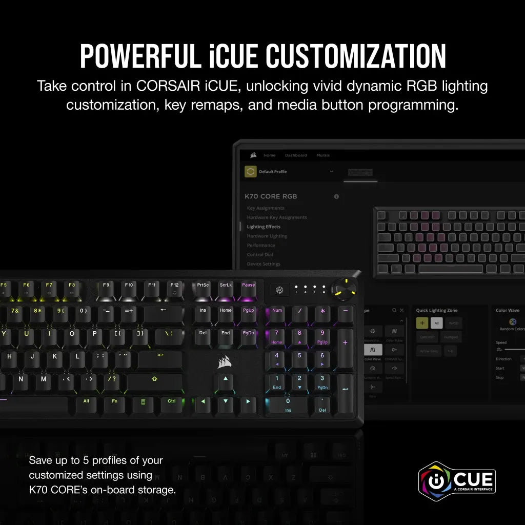 Corsair K70, Full-size (100%), Wired, USB, Mechanical, Black