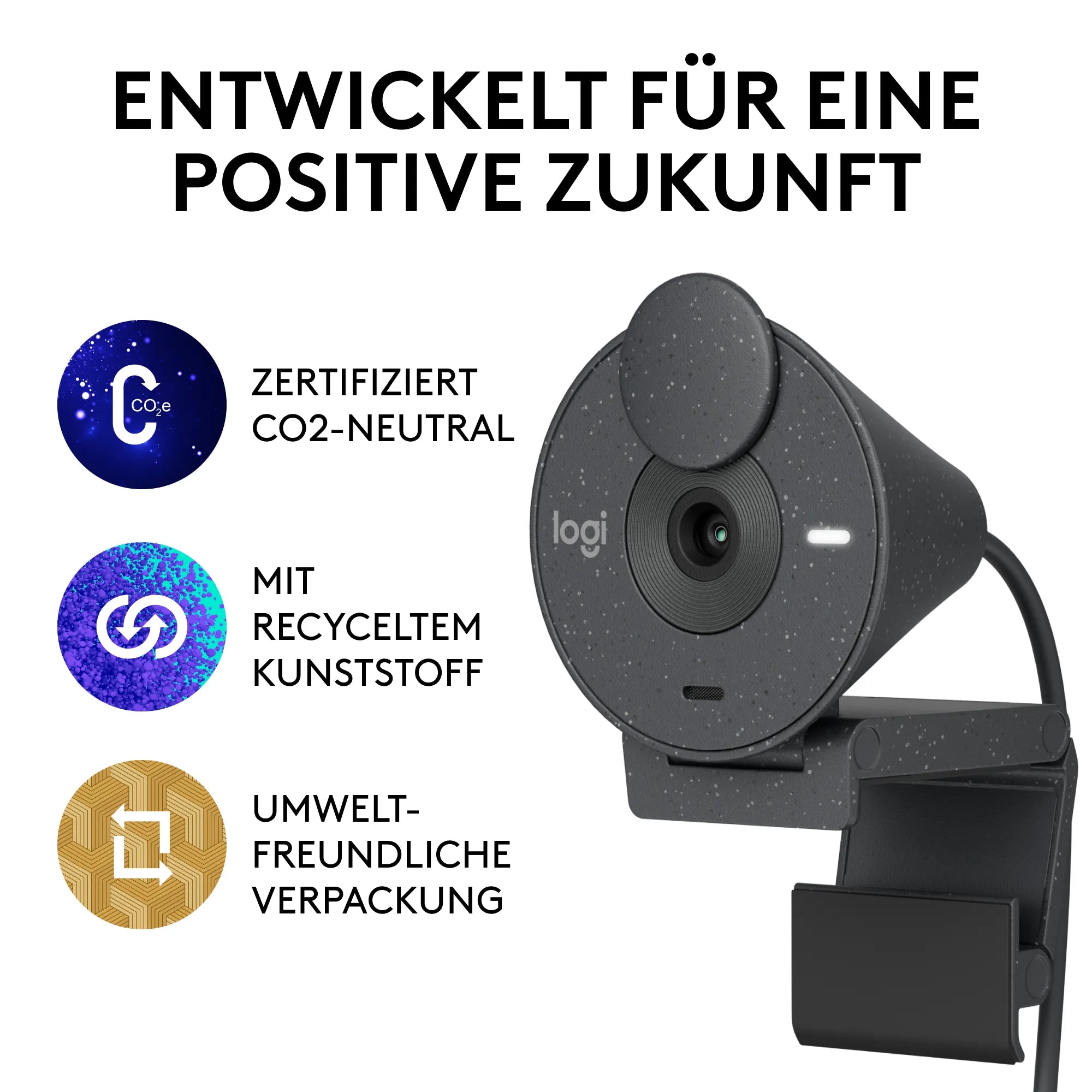 Logitech Brio 300 Full HD webcam, 2 MP, 1920 x 1080 pixels, Full HD, 30 fps, 1280x720@30fps, 1920x1080@30fps, 720p, 1080p