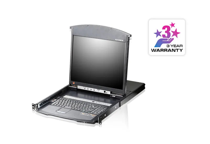 ATEN KL1508AiM, 1600 x 1200 pixels, UW-UXGA, Rack mounting, 28 W, 1U, Black