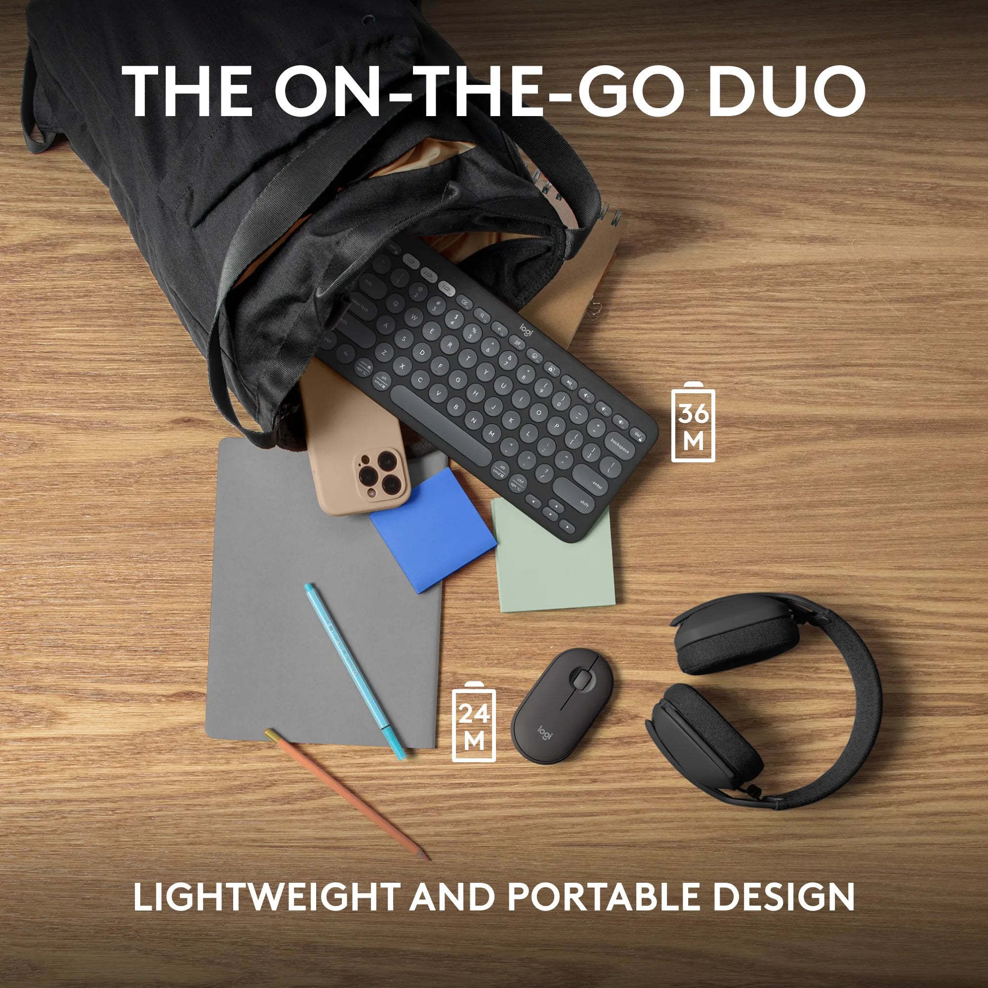 Logitech 920-012239, Wireless, RF Wireless + Bluetooth, Scissor key switch, QWERTY, Graphite, Mouse included