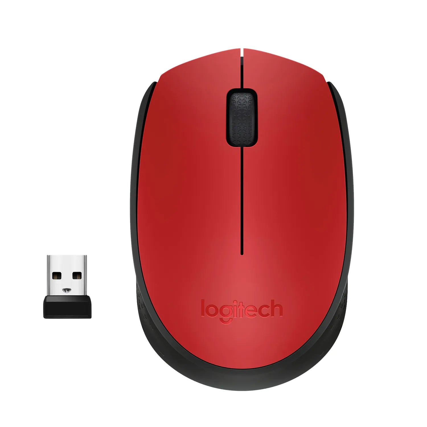 Logitech M170 Wireless Mouse, Ambidextrous, Optical, RF Wireless, 1000 DPI, Red