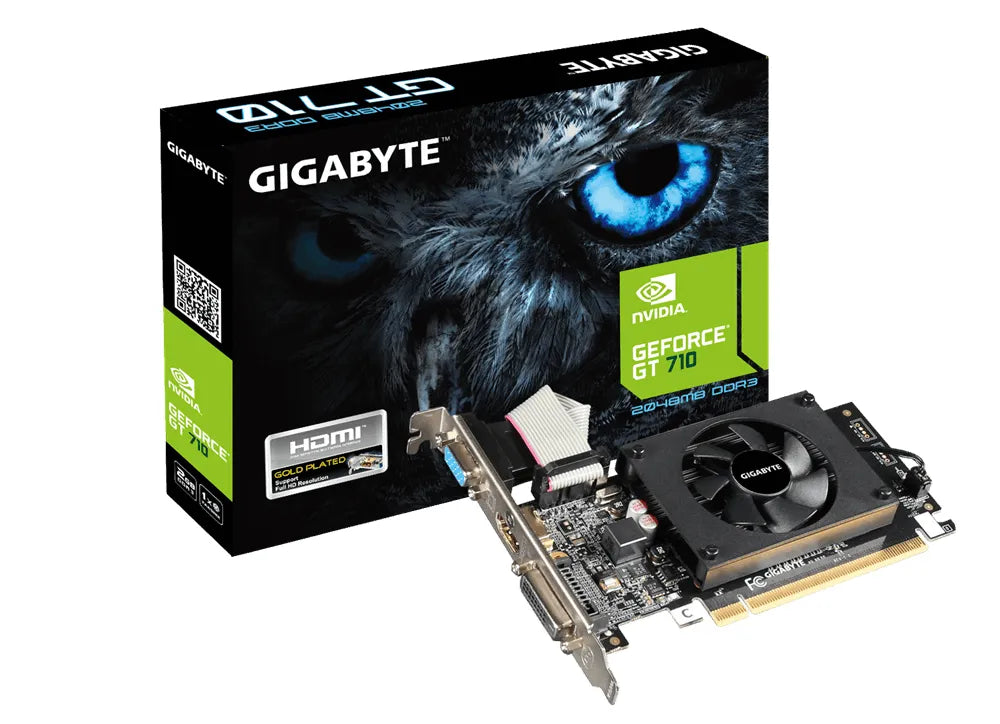 Gigabyte GV-N710D3-2GL, GeForce GT 710, 2 GB, GDDR3, 64 bit, 4096 x 2160 pixels, PCI Express 2.0