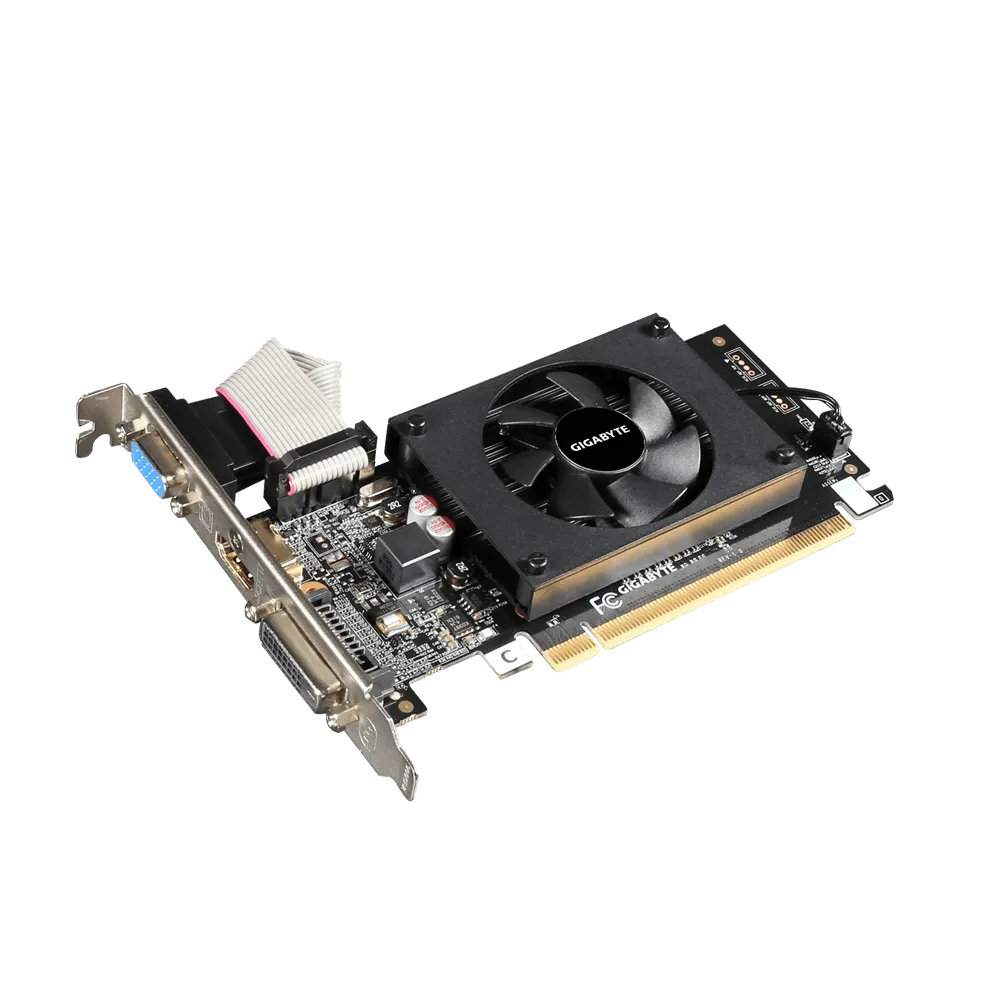 GIGABYTE GV-N710D3-2GL, GeForce GT 710, 2 GB, GDDR3, 64 bit, 4096 x 2160 pixels, PCI Express 2.0