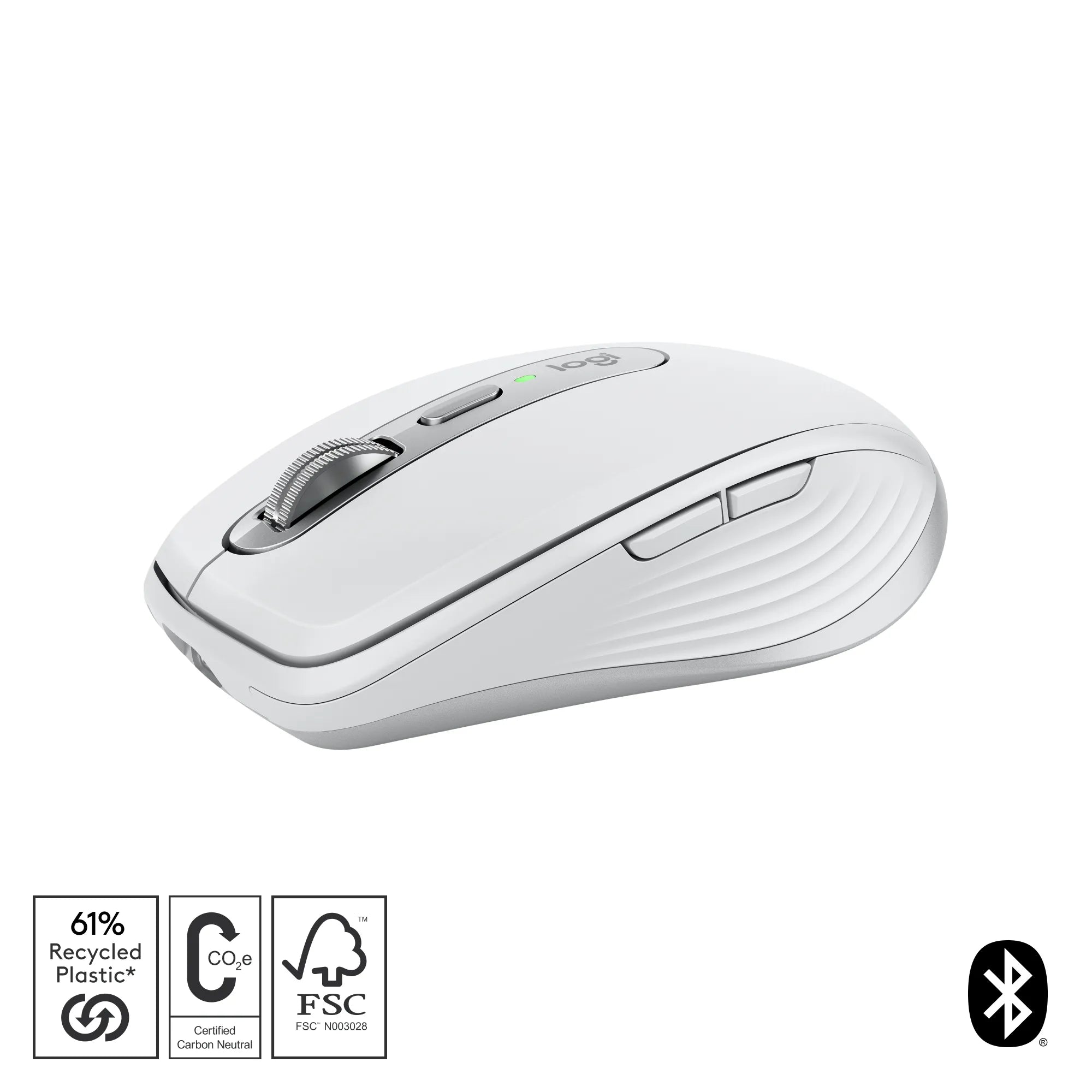 Logitech MX Anywhere 3S, Right-hand, Laser, RF Wireless + Bluetooth, 8000 DPI, Grey, White