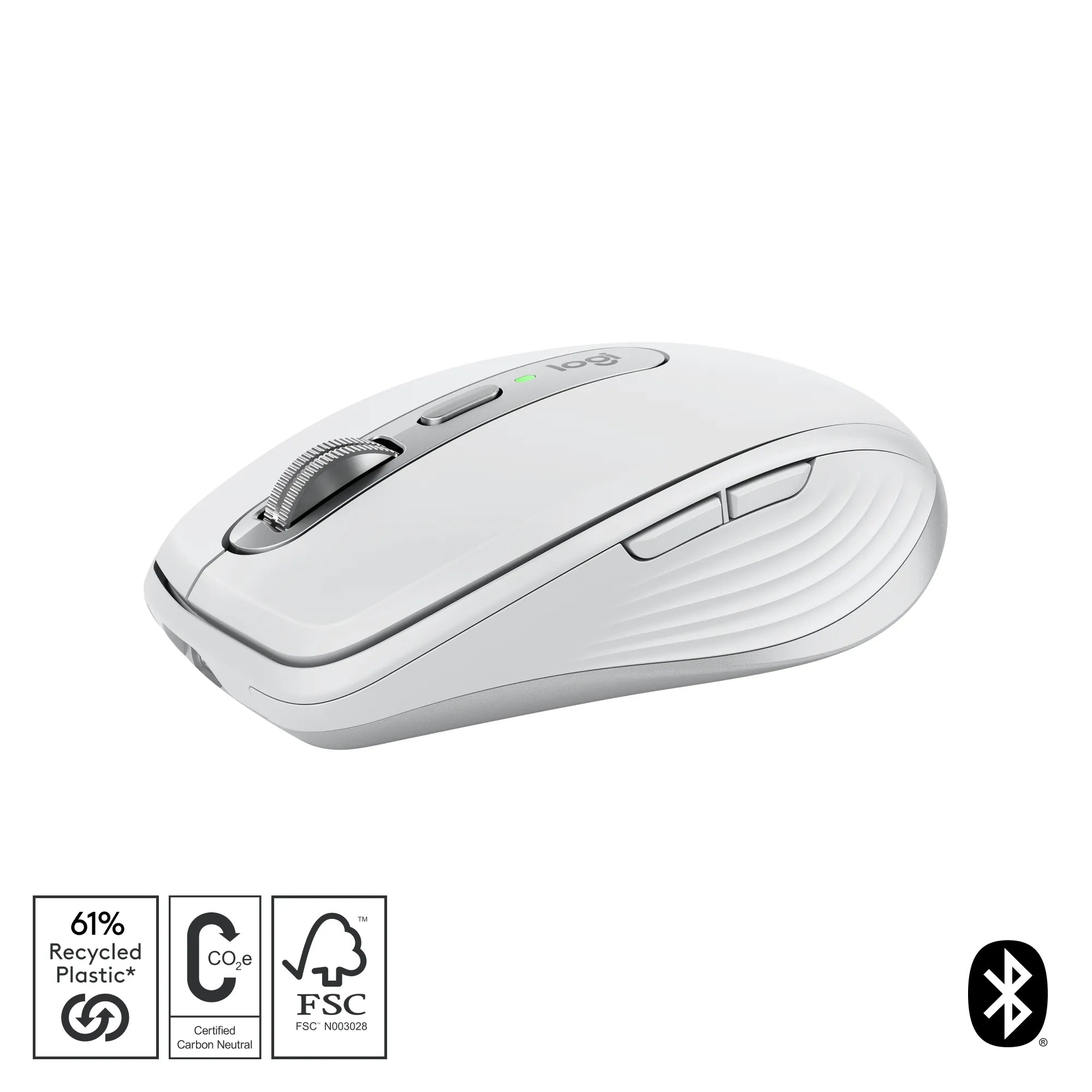 Logitech MX Anywhere 3S, Right-hand, Laser, RF Wireless + Bluetooth, 8000 DPI, Grey, White