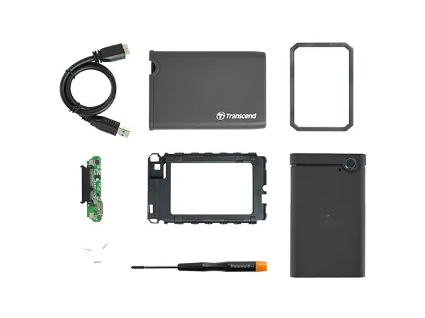 Transcend TS0GSJ25CK3, HDD/SSD enclosure, 2.5", Serial ATA III, USB connectivity, Green