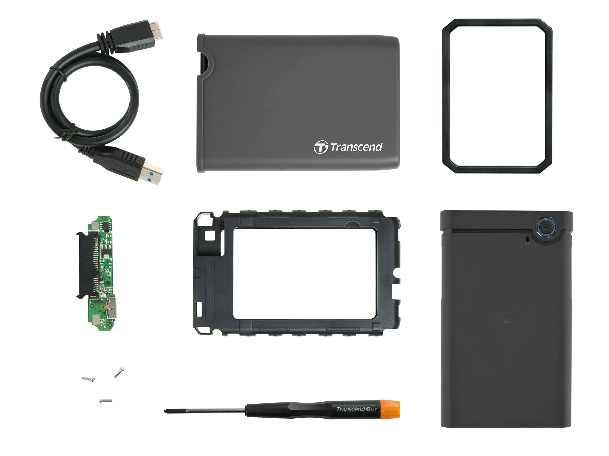 Transcend 2.5” SSD/HDD Enclosure Kit, HDD/SSD enclosure, 2.5", Serial ATA III, USB connectivity, Grey