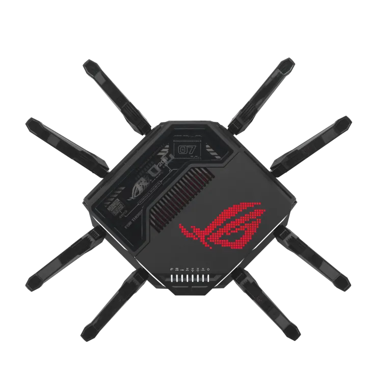 ASUS ROG Rapture GT-BE98, Wi-Fi 7 (802.11be), Quad-band (2.4 GHz / 5 GHz-1 / 5 GHz-2 / 6 GHz), Ethernet LAN, Black, Tabletop router