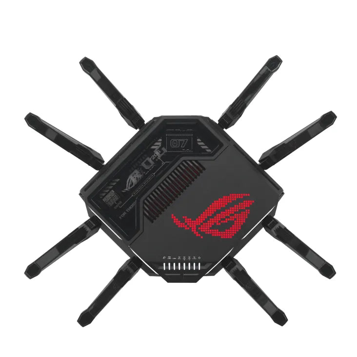 ASUS ROG Rapture GT-BE98, Wi-Fi 7 (802.11be), Quad-band (2.4 GHz / 5 GHz-1 / 5 GHz-2 / 6 GHz), Ethernet LAN, Black, Tabletop router