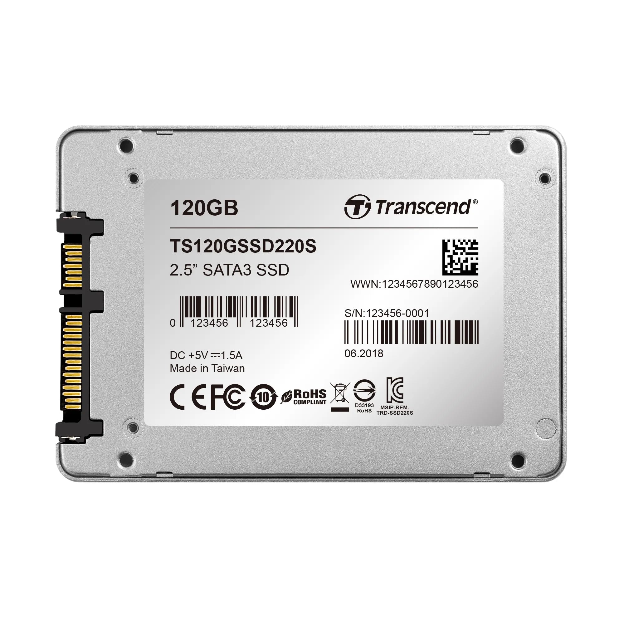 Transcend SATA III 6Gb/s SSD220S 120GB, 120 GB, 2.5", 500 MB/s, 6 Gbit/s