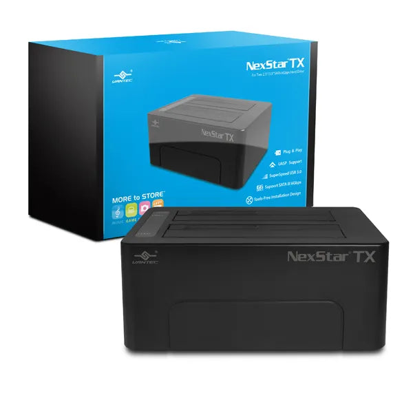 Vantec NexStar TX, HDD,SSD, Serial ATA,Serial ATA II, 2.5,3.5", 8 TB, USB 3.0 (3.1 Gen 1) Type-B, 5 Gbit/s