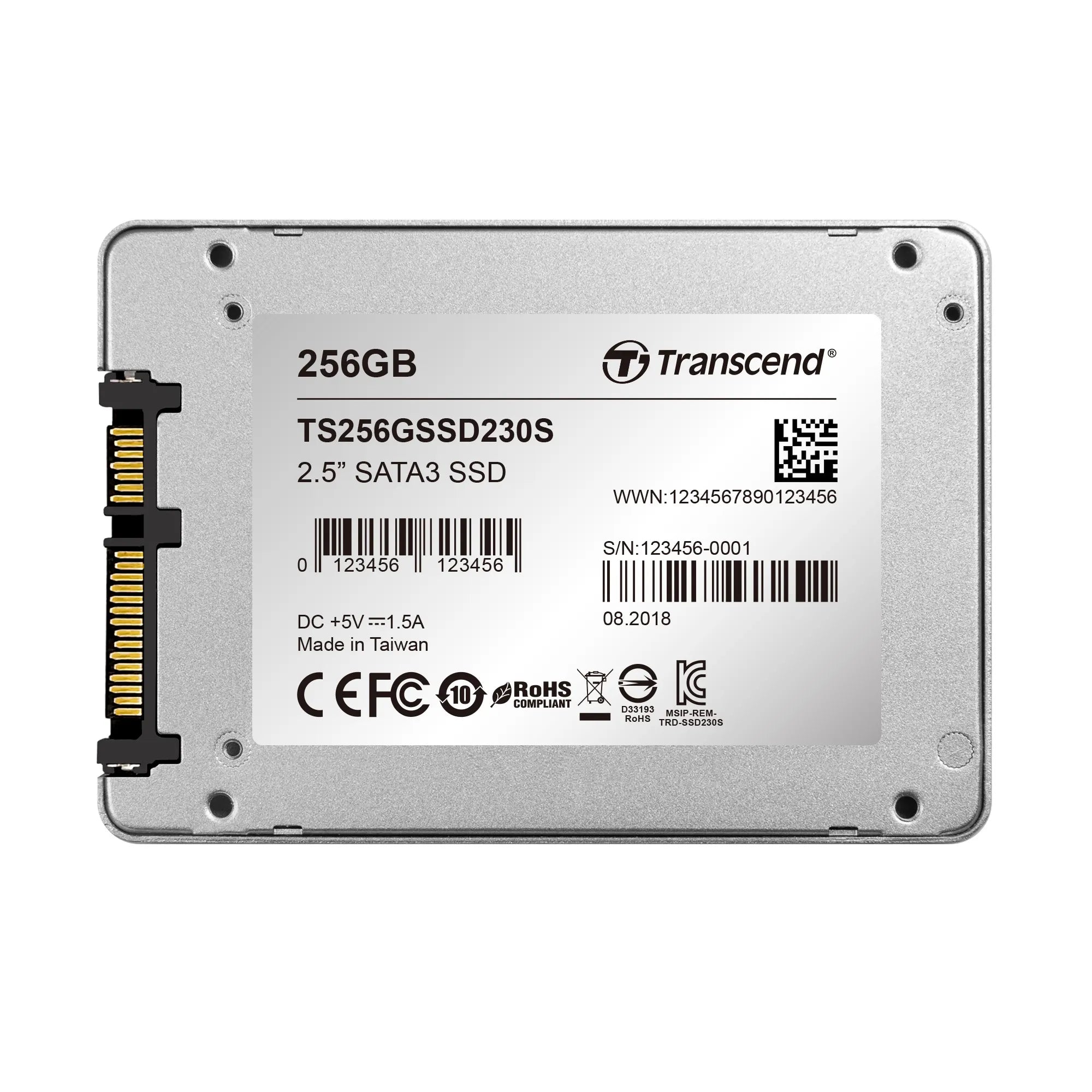 Transcend SSD230S, 256 GB, 2.5", 530 MB/s, 6 Gbit/s