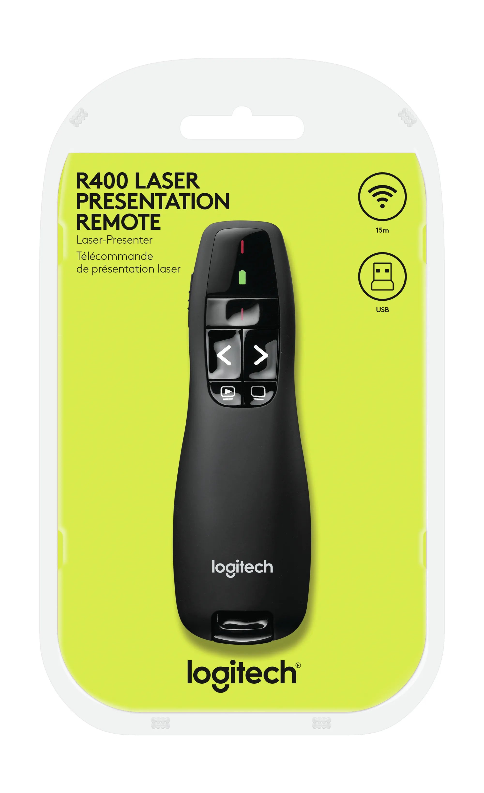 Logitech Wireless Presenter R400 Red Laser Pointer  Up to 15