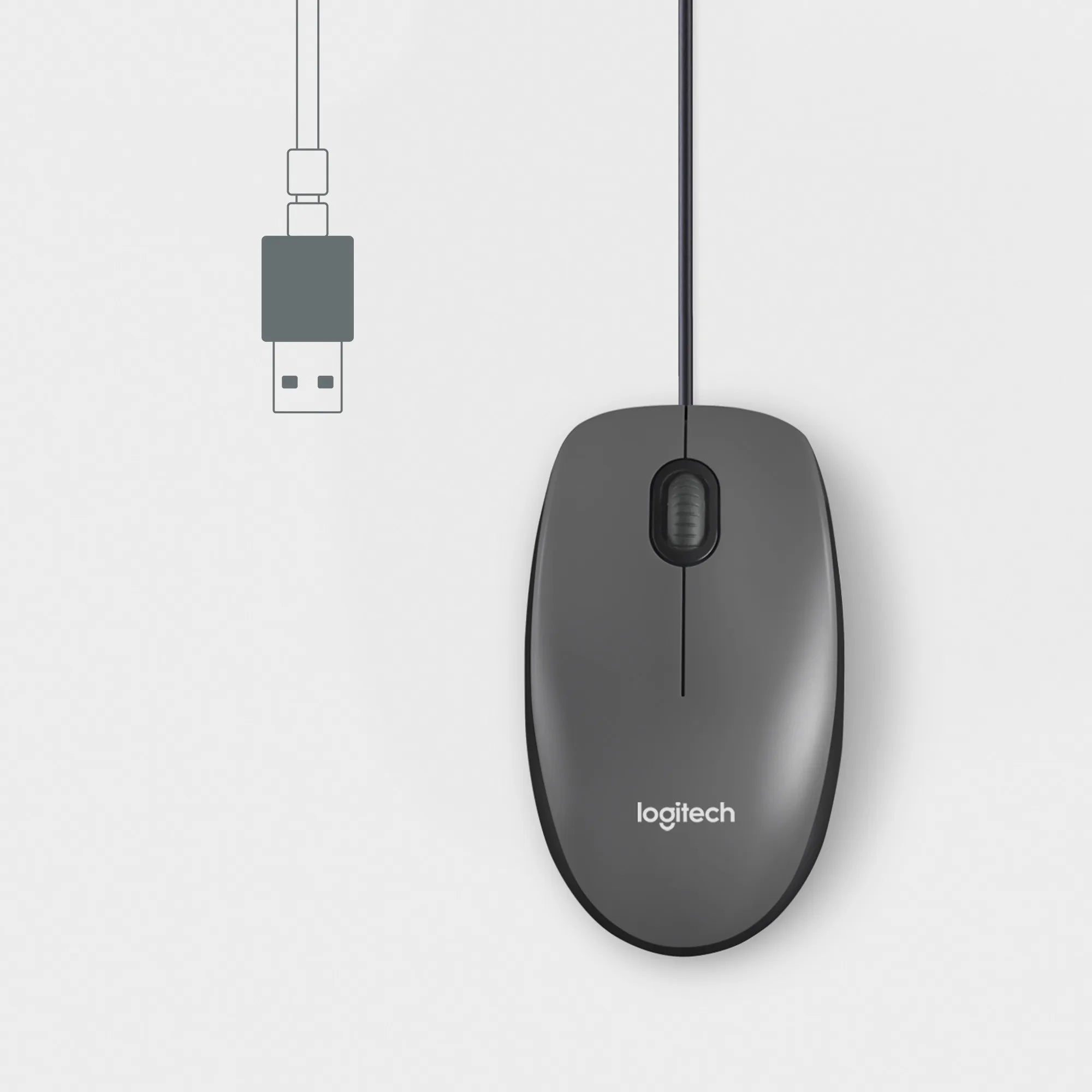 Logitech Mouse M100, Ambidextrous, Optical, USB Type-A, 1000 DPI, Black