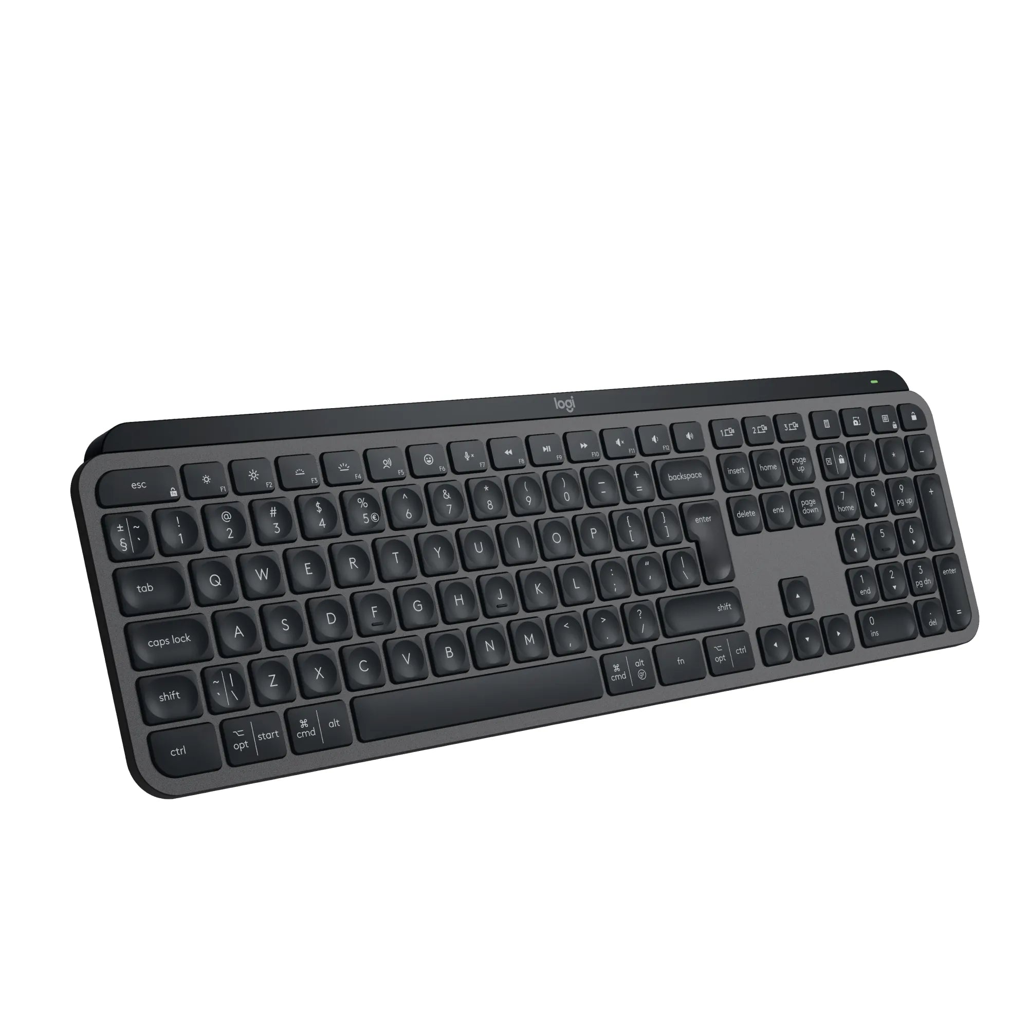 Logitech MX Keys S, Wireless, RF Wireless + Bluetooth, Scissor key switch, QWERTY, LED, Graphite