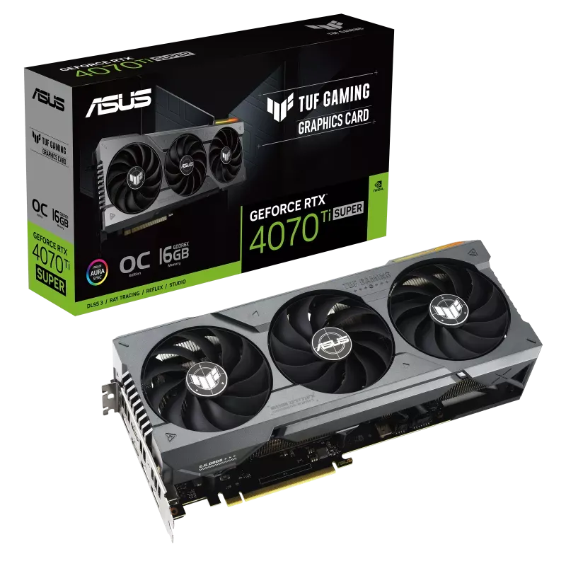 ASUS TUF Gaming TUF-RTX4070TIS-O16G-GAMING, GeForce RTX 4070 Ti SUPER, 16 GB, GDDR6X, 256 bit, 7680 x 4320 pixels, PCI Express 4.0