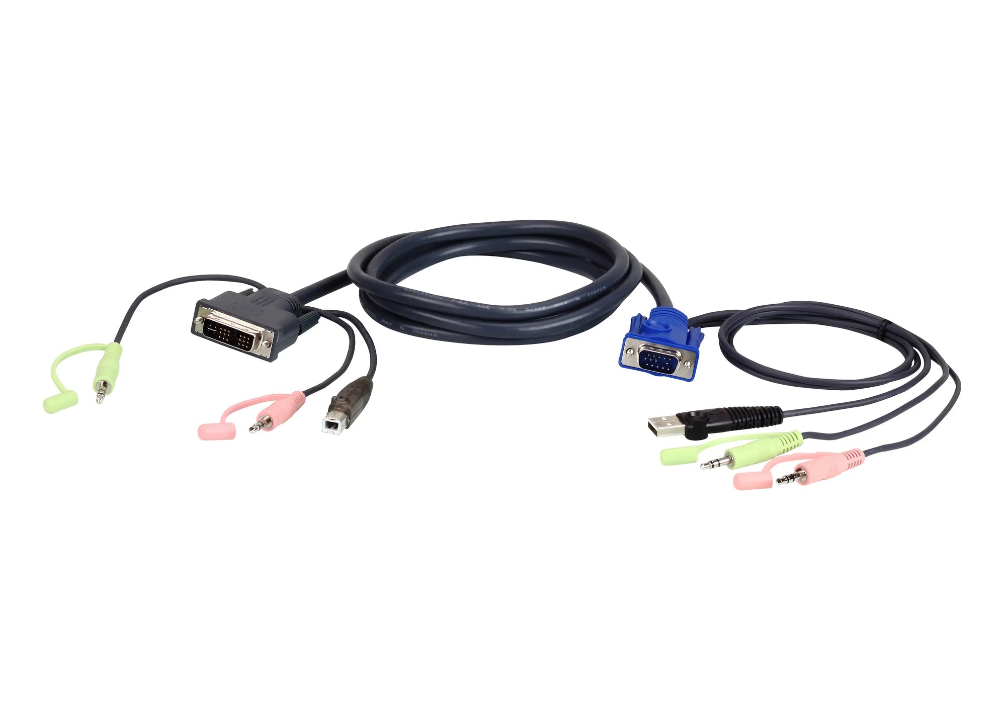 ATEN VGA USB to DVI KVM Cable 3m, 3 m, USB, VGA, Black, Blue, Green, Pink, DVI, Male