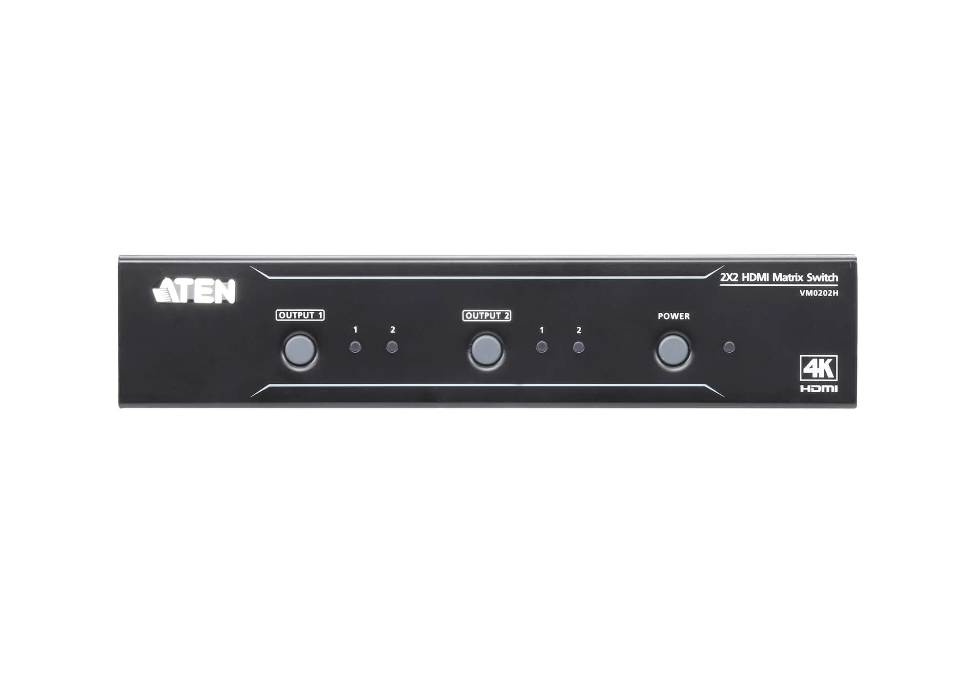 ATEN VM0202H, 4096 x 2160 pixels, Rack mounting, Black