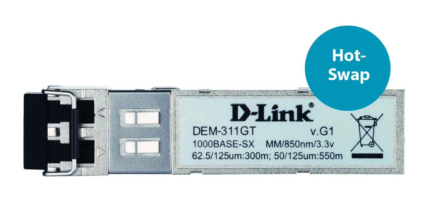 D-Link DEM-311GT, Fiber optic, 1000 Mbit/s, SFP, LC, 50/125 µm, SX