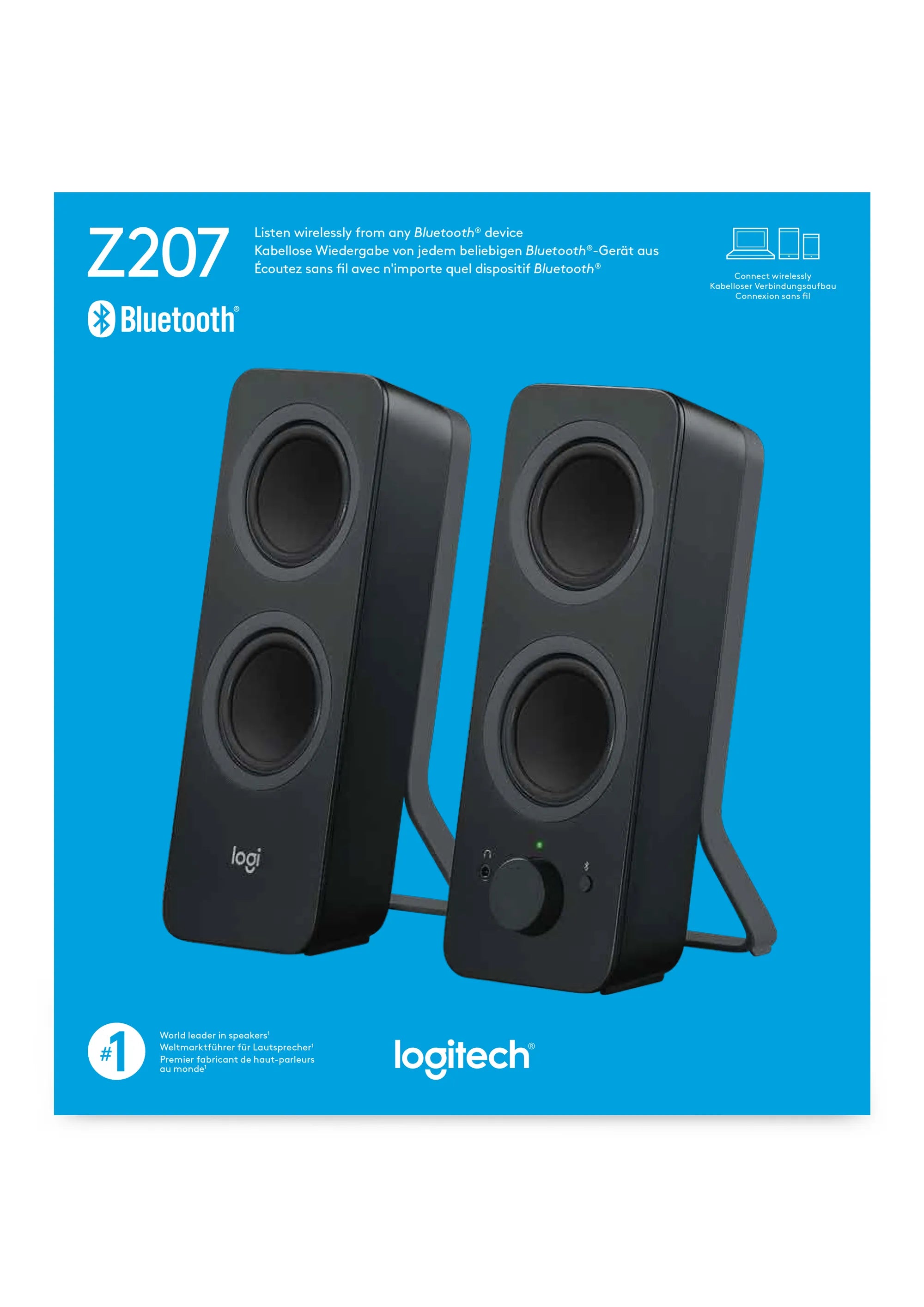 Logitech Z207, 2.0 channels, Wired & Wireless, 5 W, Black