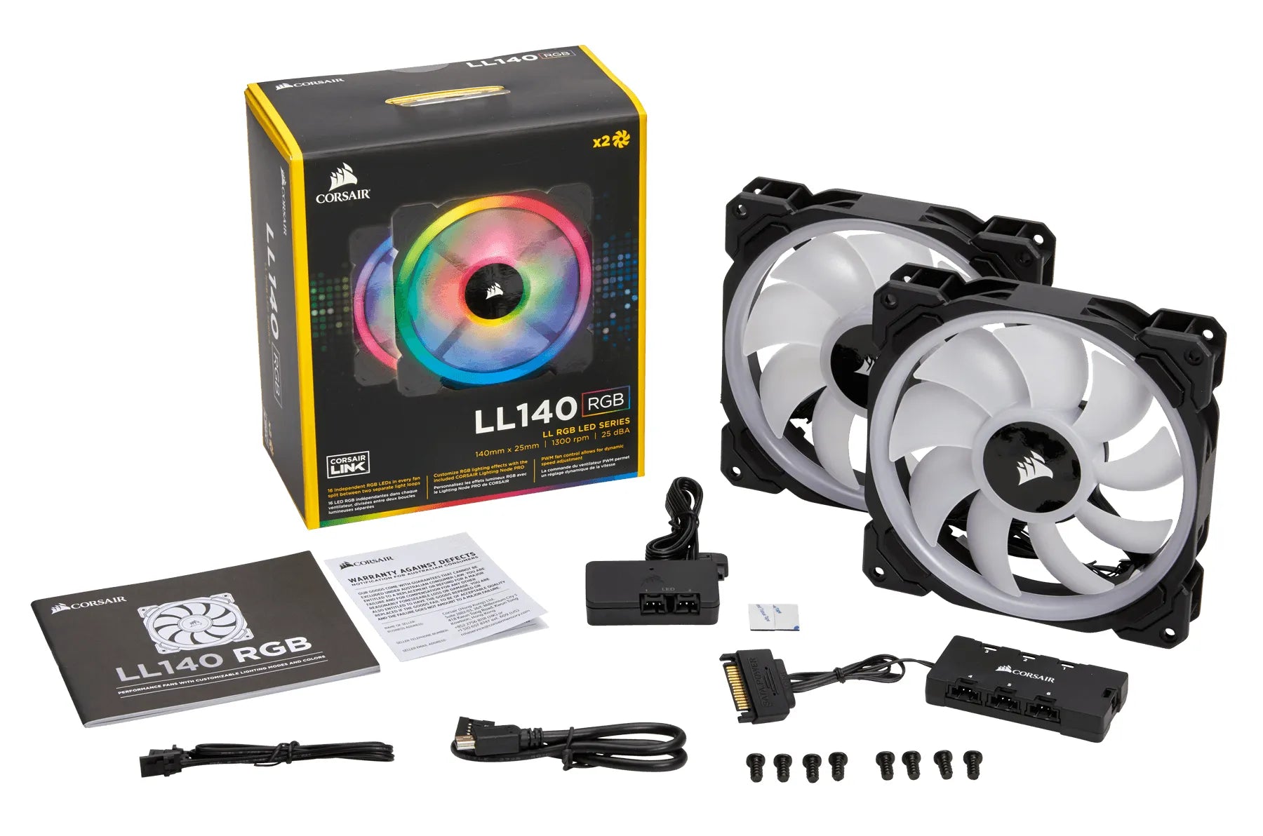 Corsair LL140 RGB, Computer case, Fan, 14 cm, 600 RPM, 1300 RPM, 25 dB