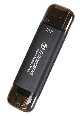 Transcend TS2TESD310C, 2 TB, USB Type-A to USB Type-C, 3.2 Gen 2 (3.1 Gen 2), 1050 MB/s, Black