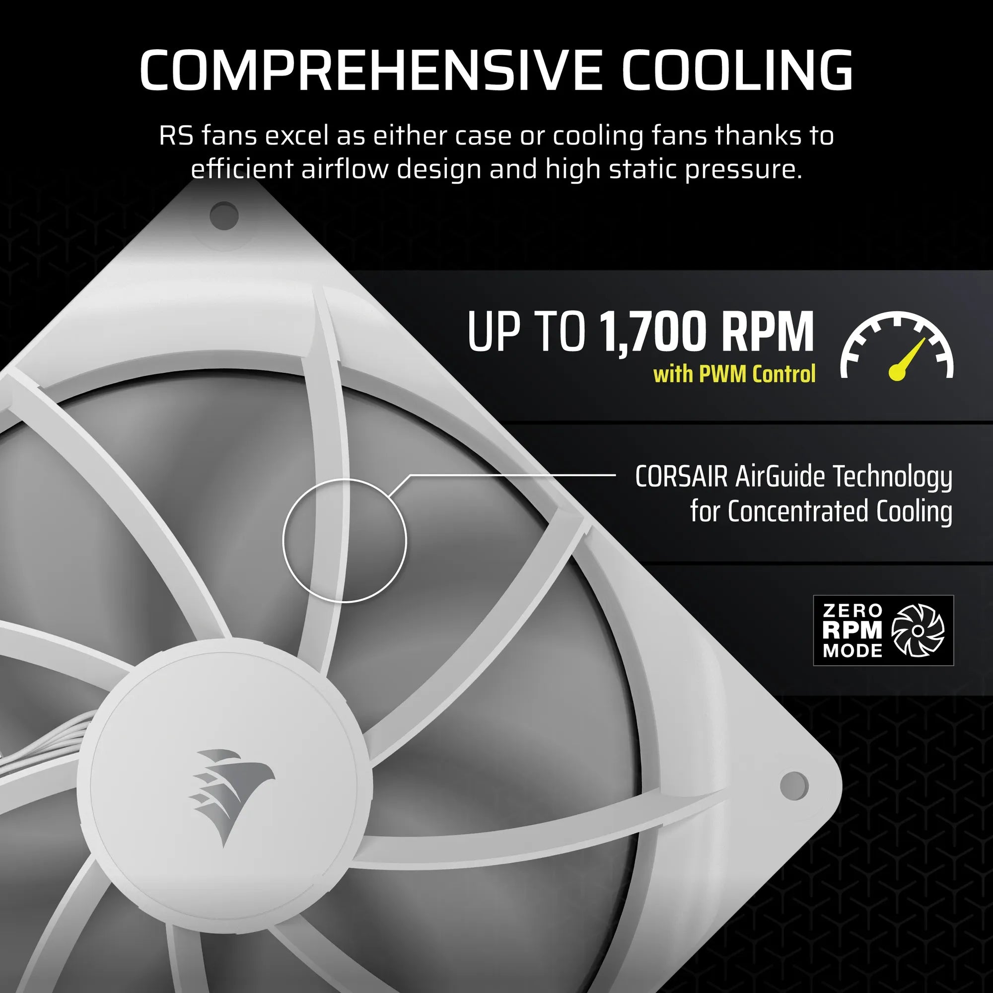 Corsair RS140, Fan, 14 cm, 330 RPM, 1700 RPM, 36 dB, 95.5 cfm