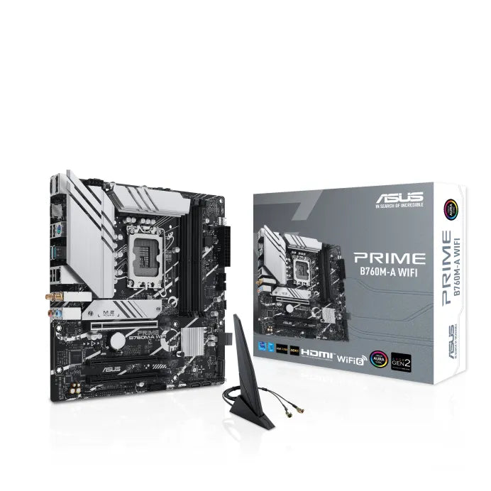 ASUS PRIME B760M-A WIFI, Intel, LGA 1700, Intel® Celeron®, Intel® Core™ i3, Intel® Core™ i5, Intel® Core™ i7, Intel® Core™ i9,..., LGA 1700, DDR5-SDRAM, 128 GB