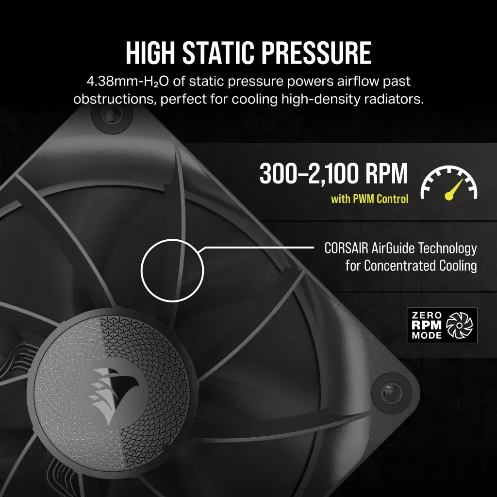 Corsair iCUE LINK RX120, Fan, 12 cm, 400 RPM, 2100 RPM, 36 dB, 74.2 cfm