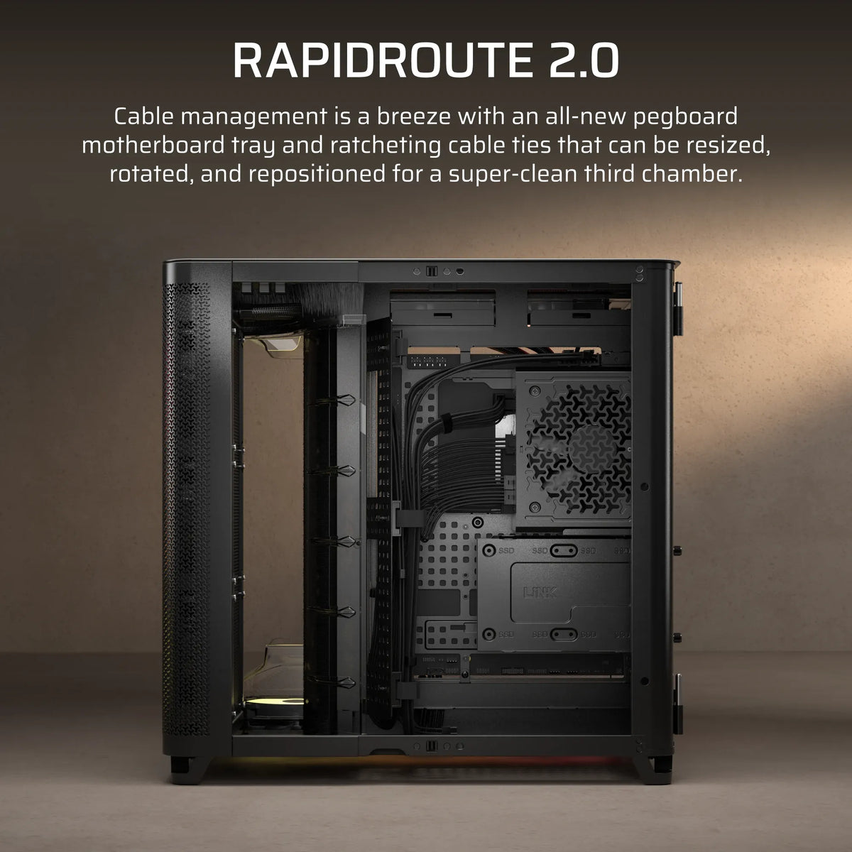 AIR 5400 RS-R ARGB Triple Chamber Mid-Tower PC Case ; 3x Fans Included; 2x 2.5'' ; 1x 3.5'' Black