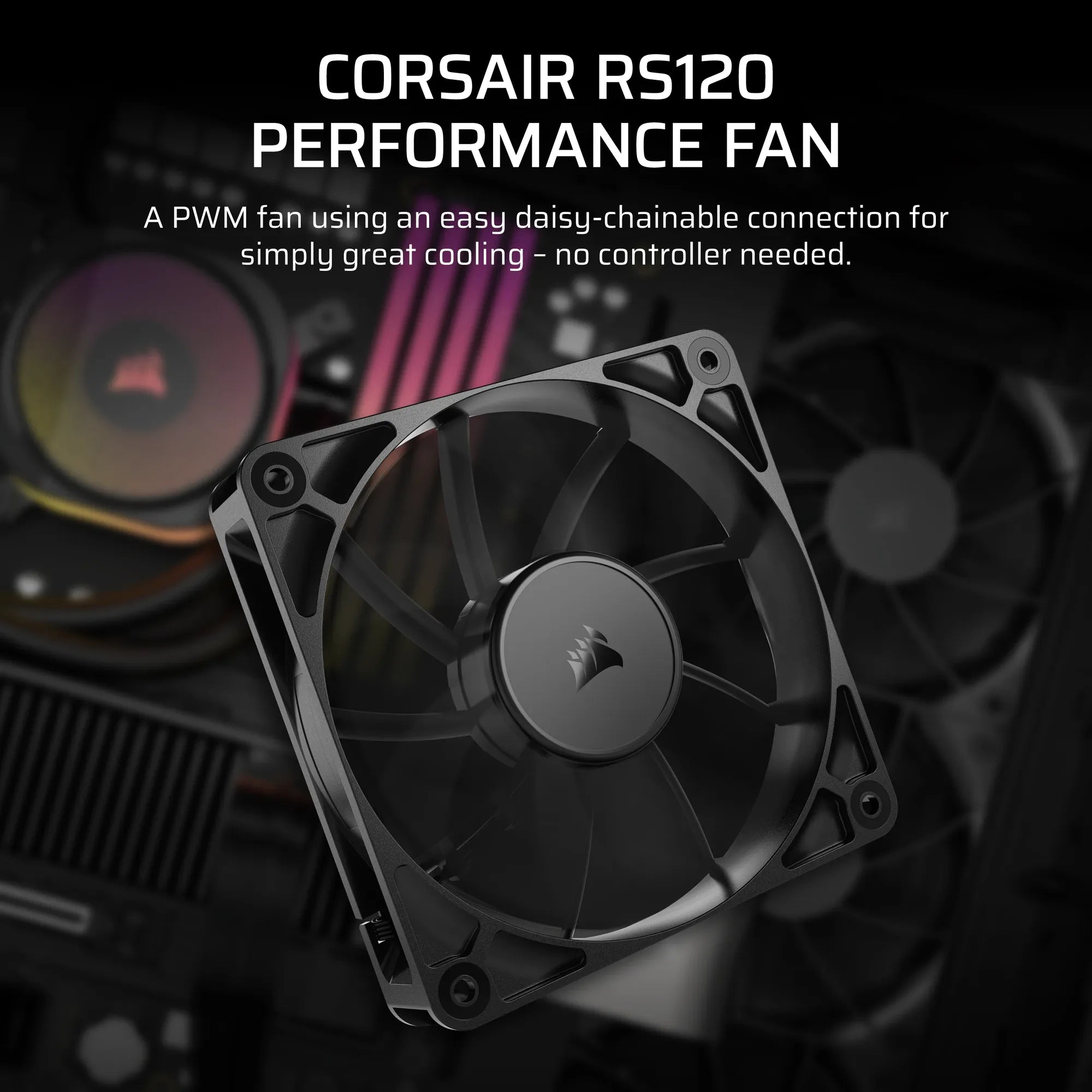 Corsair RS120, Fan, 12 cm, 420 RPM, 2100 RPM, 36 dB, 72.8 cfm