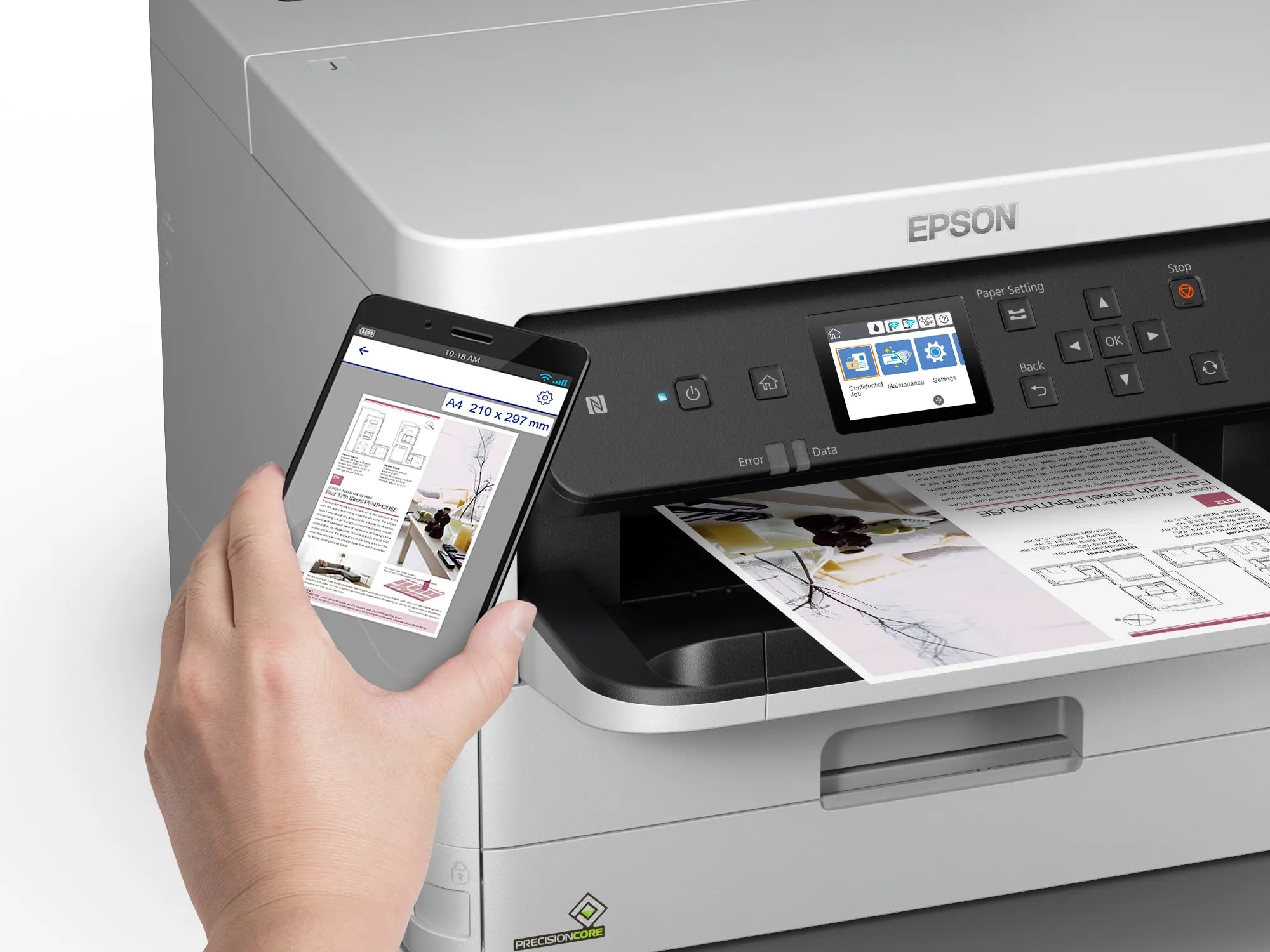 Epson WorkForce Pro WF-C5290DW, Colour, 4800 x 1200 DPI, 4, A4, 45000 pages per month, 34 ppm