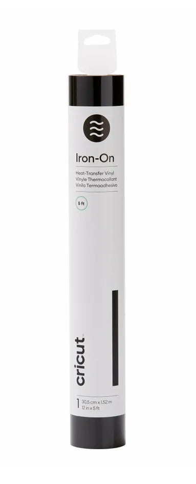 Cricut Iron-On (5 ft), Heat transfer vinyl roll, Black, Monochromatic, Glossy, Cricut EasyPress 2, Cricut Maker 3, Cricut Explore 3, 305 mm