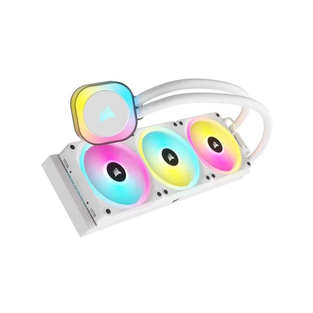 CORSAIR iCUE LINK H150i RGB Liquid CPU Cooler - QX120 RGB Fans - White - 360mm Radiator - Fits Intel® LGA 1700; AMD® AM5 - Hub I