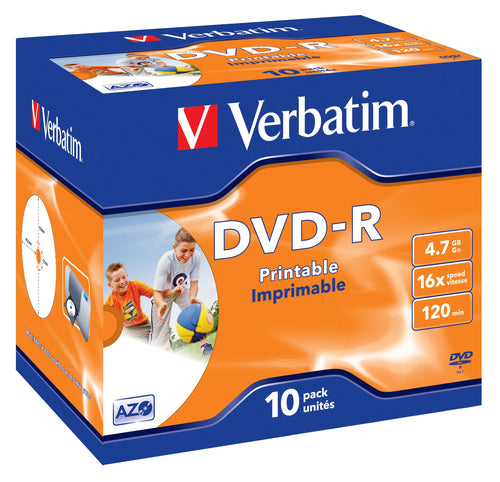 Verbatim - 4.7Gb Dvd-R (16X) - Printable Jewel Case (Box Of 10)