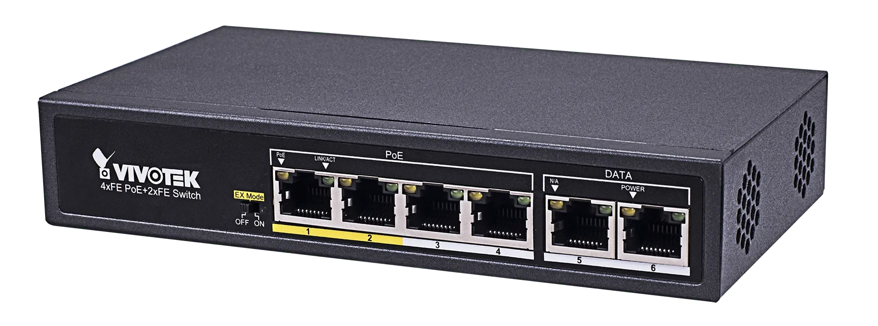 VIVOTEK Unmanaged 4x 10/100 PoE + 2x 10/100; POE extender up to 200M; 65W