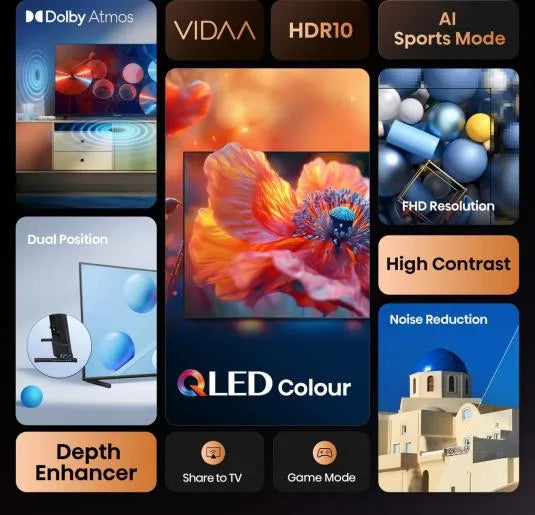 Hisense 40A5Q, 101.6 cm (40"), 1920 x 1080 pixels, QLED, Smart TV, Wi-Fi, Black