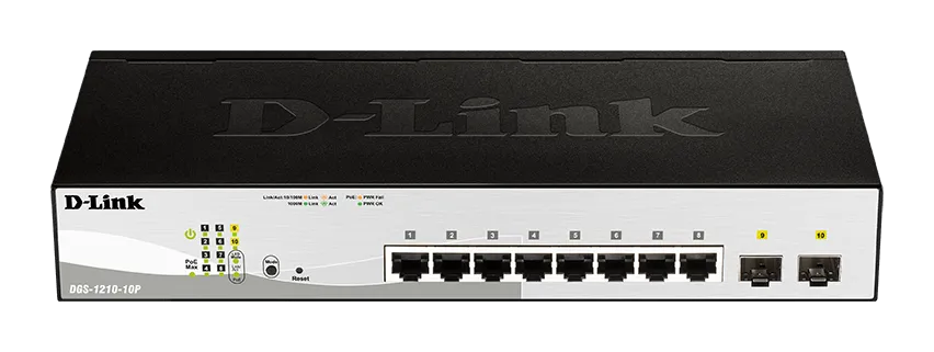 D-Link DGS-1210-10P, Managed, L2, Gigabit Ethernet (10/100/1000), Power over Ethernet (PoE), Rack mounting, 1U