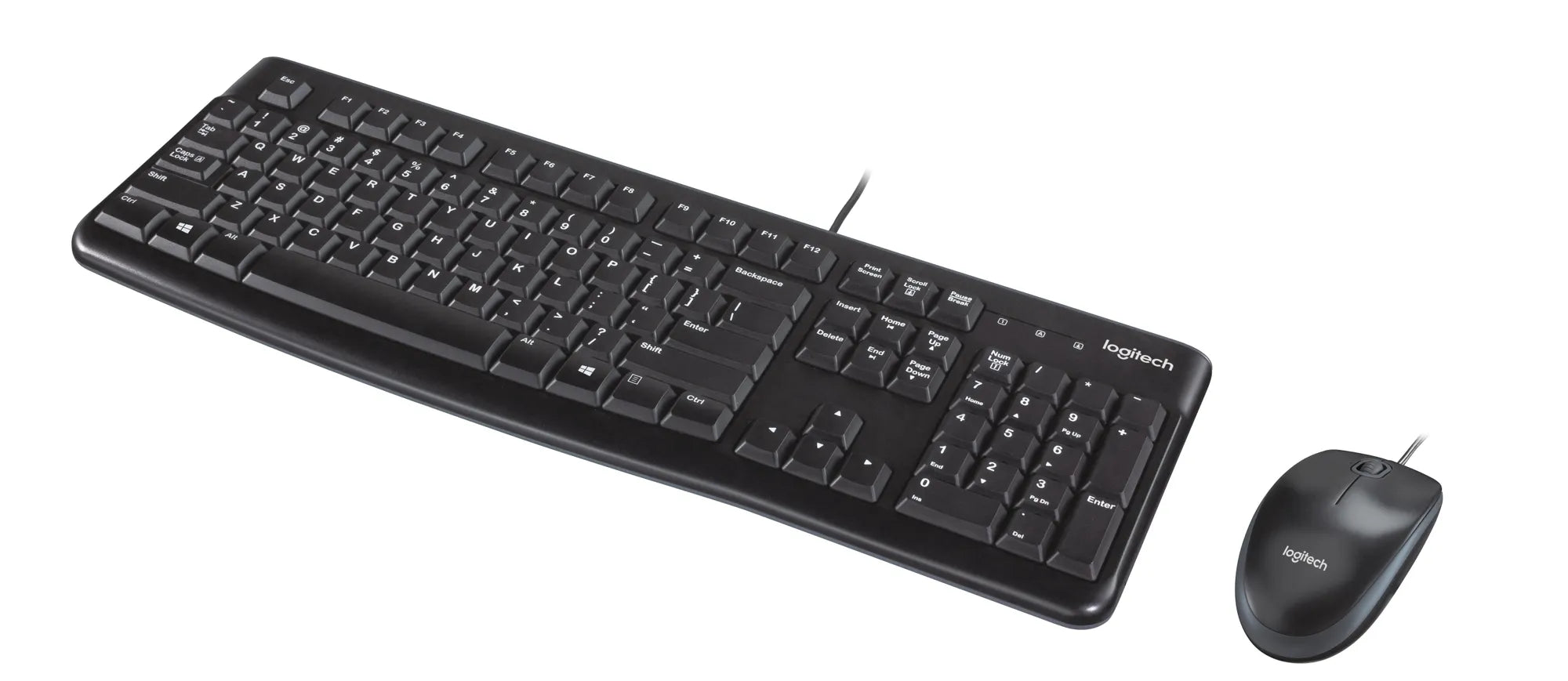 Logitech Desktop MK120, Standard, Wired, USB, QWERTY, Black, Mouse included