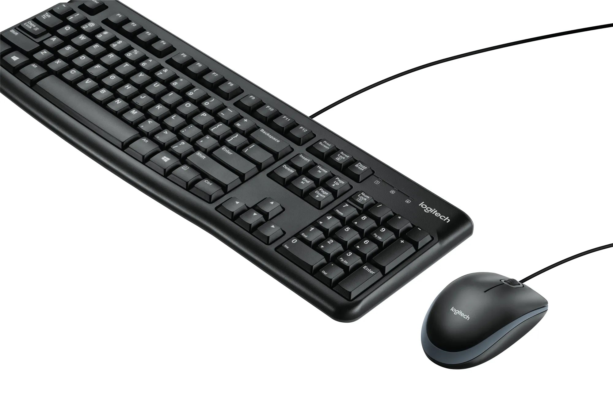 Logitech Desktop MK120, Standard, Wired, USB, QWERTY, Black, Mouse included