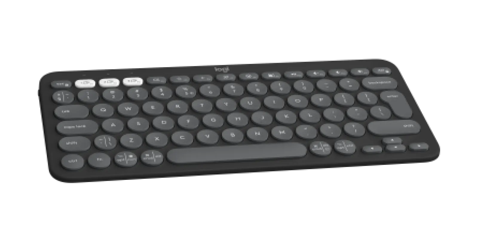 Logitech Pebble Keys 2 K380s, Mini, Wireless, RF Wireless + Bluetooth, Scissor key switch, QWERTY, Graphite