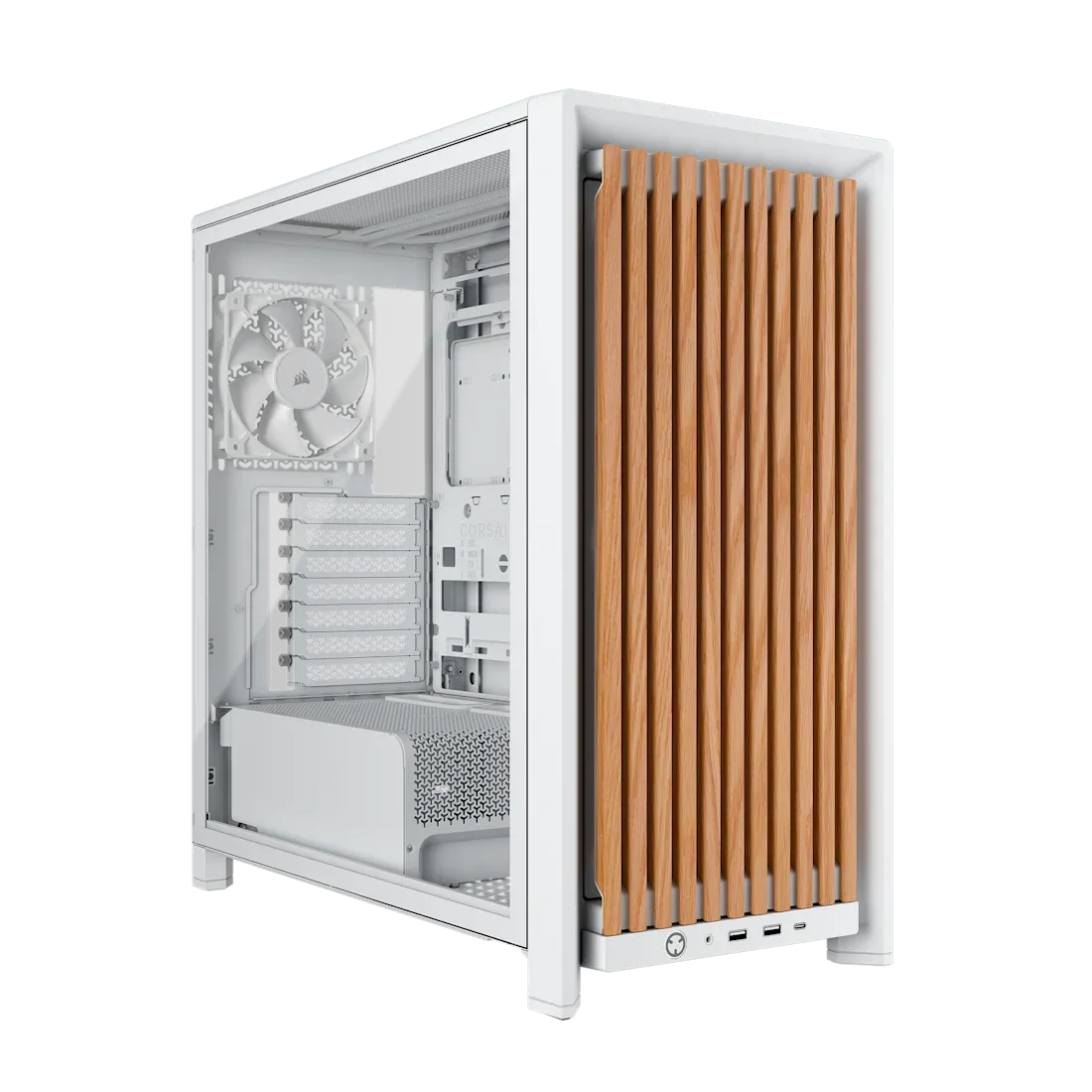 FRAME 4000D RS WOOD Modular High Airflow Mid-Tower PC Case; 4x  RS Fans; White & Oak.