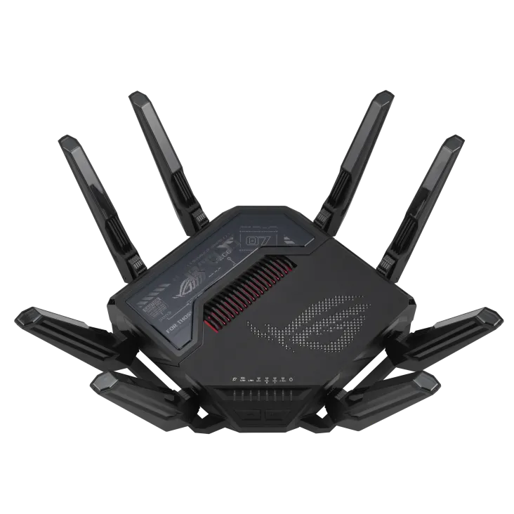 ASUS ROG Rapture GT-BE98, Wi-Fi 7 (802.11be), Quad-band (2.4 GHz / 5 GHz-1 / 5 GHz-2 / 6 GHz), Ethernet LAN, Black, Tabletop router