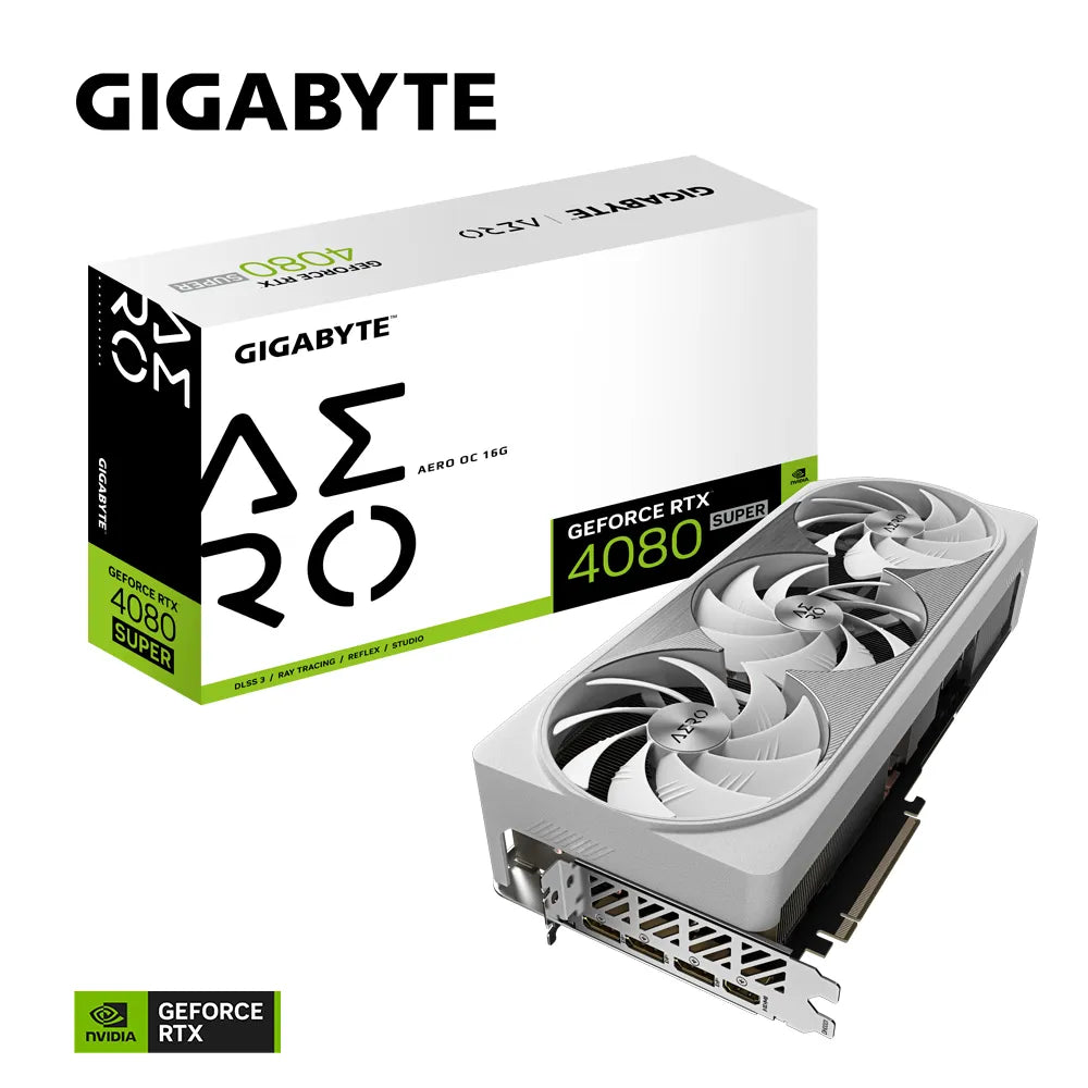 Gigabyte AERO GeForce RTX 4080 SUPER OC 16G, GeForce RTX 4080 SUPER, 16 GB, GDDR6X, 256 bit, 7680 x 4320 pixels, PCI Express 4.0