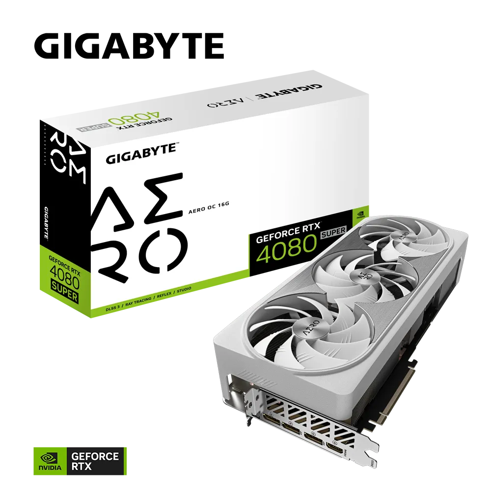 GIGABYTE AERO GeForce RTX 4080 SUPER OC 16G, GeForce RTX 4080 SUPER, 16 GB, GDDR6X, 256 bit, 7680 x 4320 pixels, PCI Express 4.0