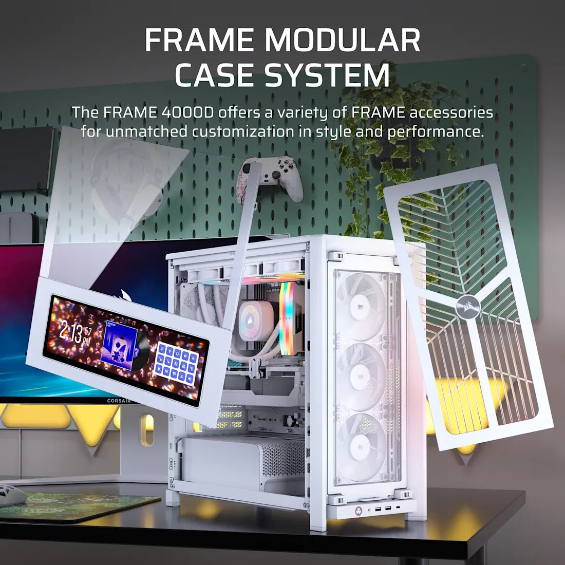 FRAME 4000D RS WOOD Modular High Airflow Mid-Tower PC Case; 4x  RS Fans; White & Oak.