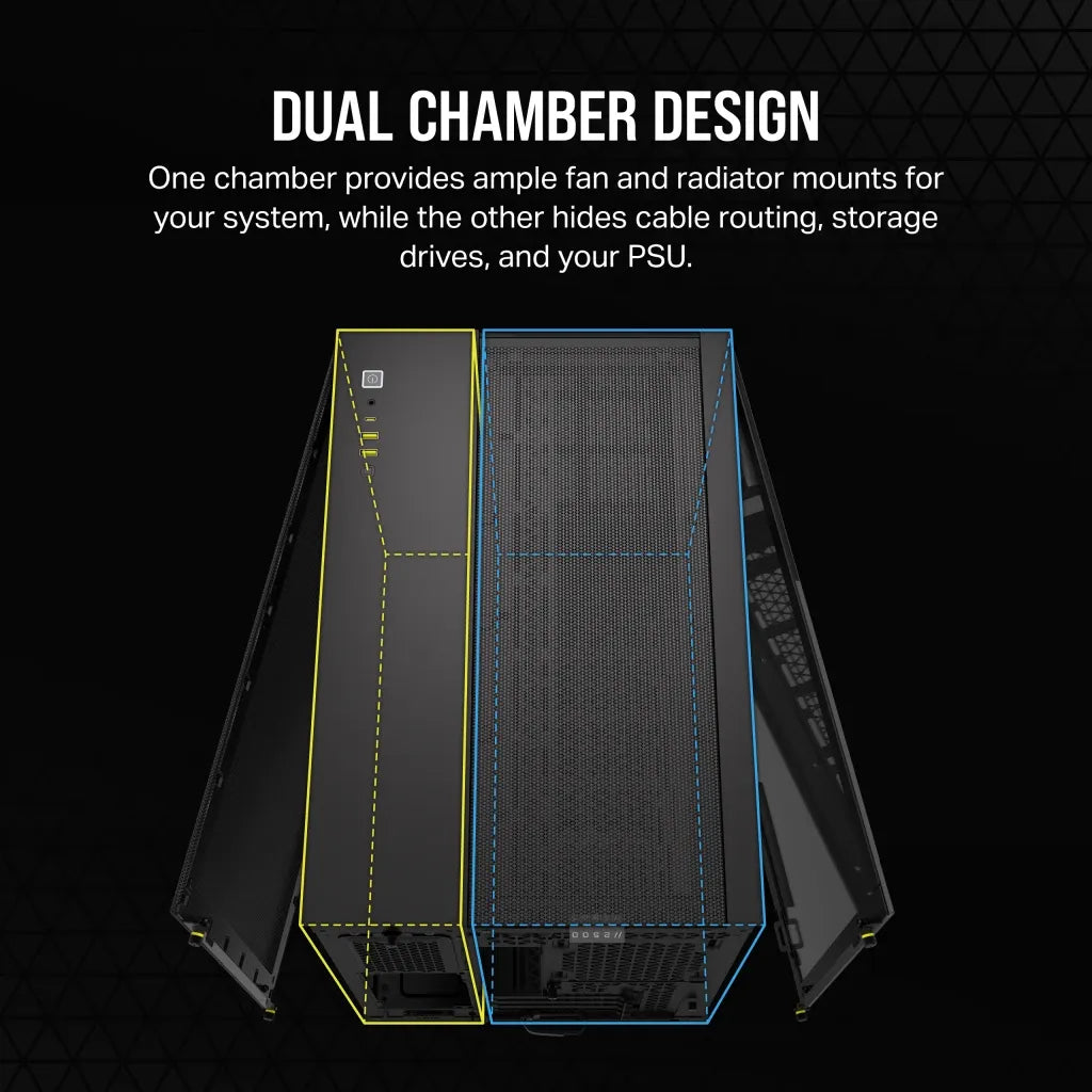 Corsair 2500D AIRFLOW, Midi Tower, PC, Black, ATX, 18 cm, 40 cm