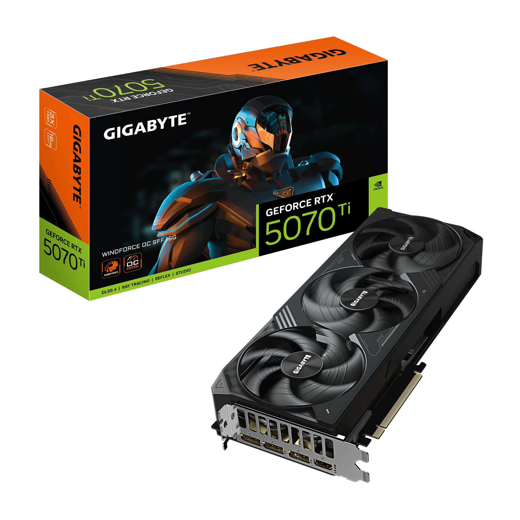 GIGABYTE GeForce RTX 5070 Ti WINDFORCE OC SFF 16G Graphics Card - 16GB GDDR7, 256bit, PCI-E 5.0, 2497 MHz Core Clock, 3 x DP 2.1a, 1 x HDMI 2.1b, NVIDIA DLSS 4, GV-N507TWF3OC-16GD, GeForce RTX 5070 Ti, 16 GB, GDDR7, 256 bit, 7680 x 4320 pixels, PCI Express x16 5.0