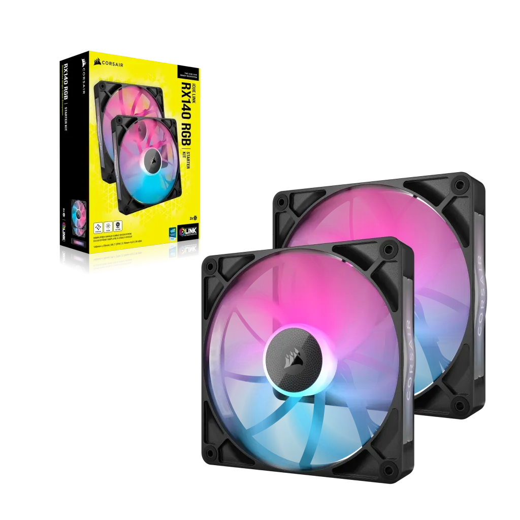 Corsair iCUE LINK RX140 RGB, Fan, 14 cm, 300 RPM, 1700 RPM, 36 dB, 94.7 cfm