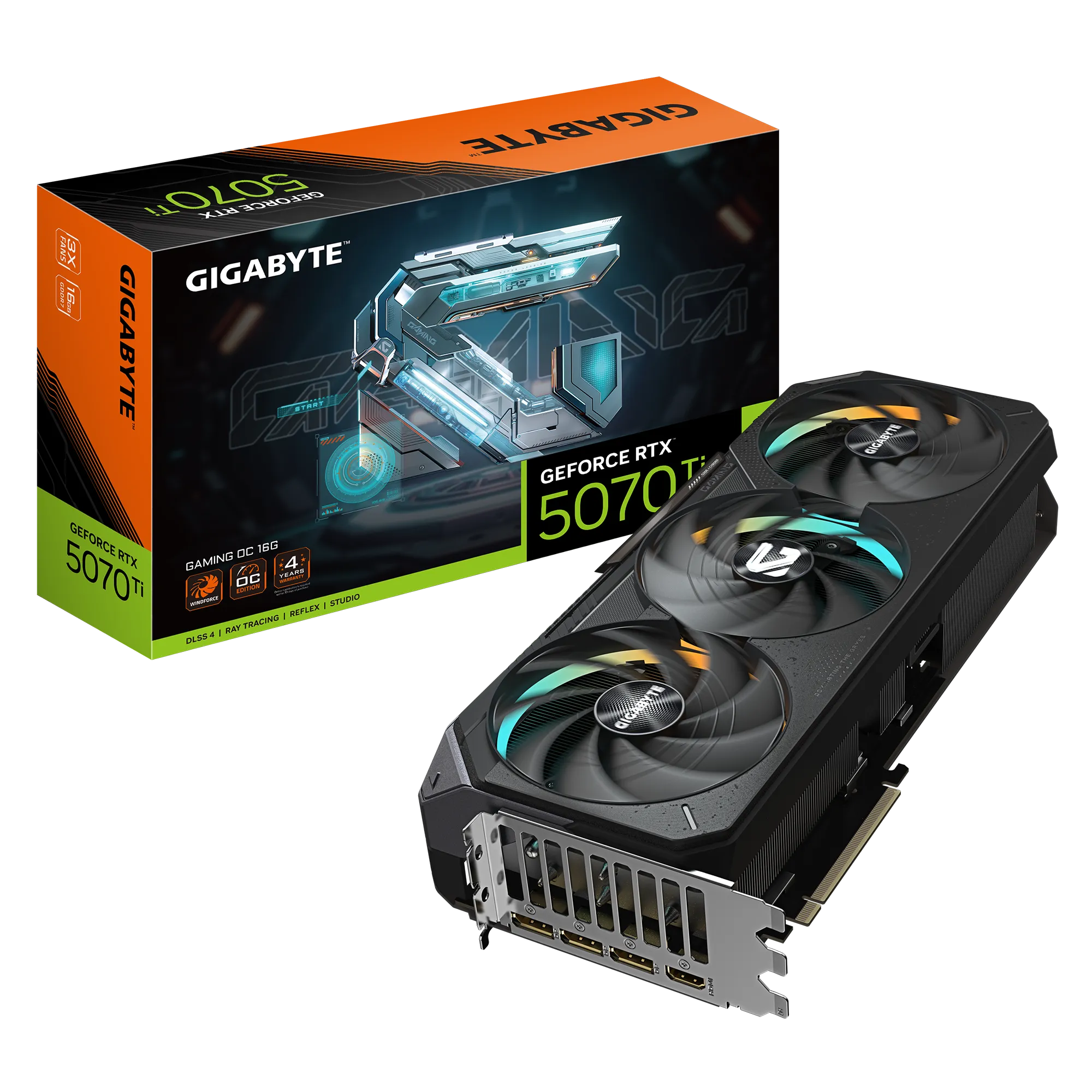 GIGABYTE GeForce RTX 5070 Ti GAMING OC 16G Graphics Card - 16GB GDDR7, 256bit, PCI-E 5.0, 2588 MHz Core Clock, 3 x DP 2.1a, 1 x HDMI 2.1b, NVIDIA DLSS 4, GV-N507TGAMING OC-16GD, GeForce RTX 5070 Ti, 16 GB, GDDR7, 256 bit, 7680 x 4320 pixels, PCI Express x16 5.0